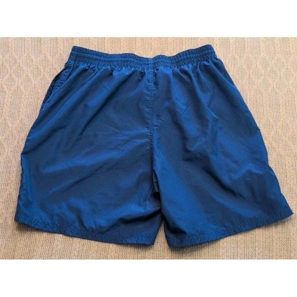 Nike Lined Drawstring Shorts Men XL Blue Swoosh Baggy Stretch Athletic Gym
